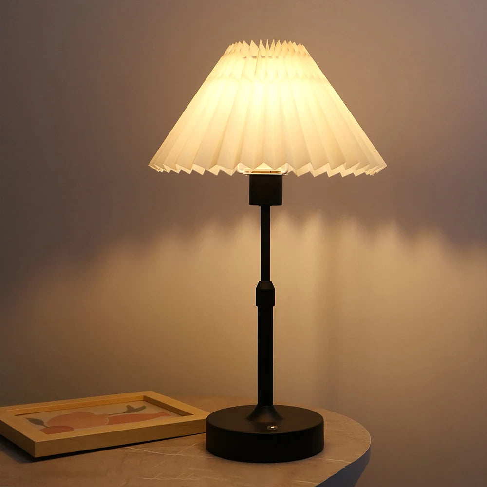 Ember Portable Lamp Pointed Pleated Black