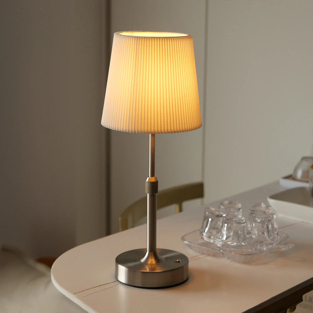 Ember Portable Lamp Pleated Silver