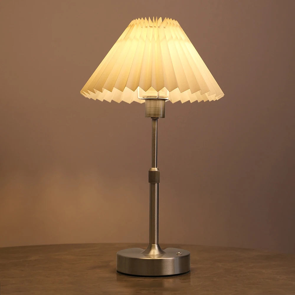 Ember Portable Lamp Pointed Pleated Silver