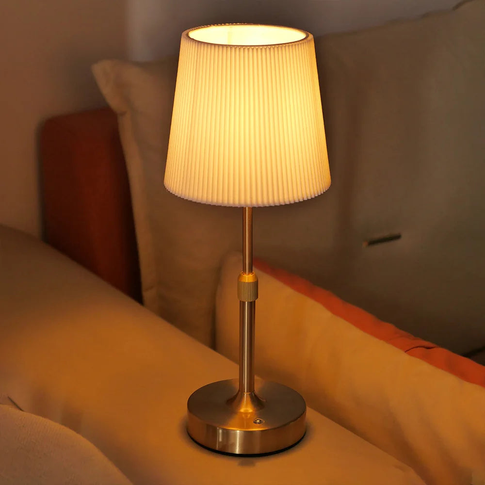 Ember Portable Lamp Pleated Gold