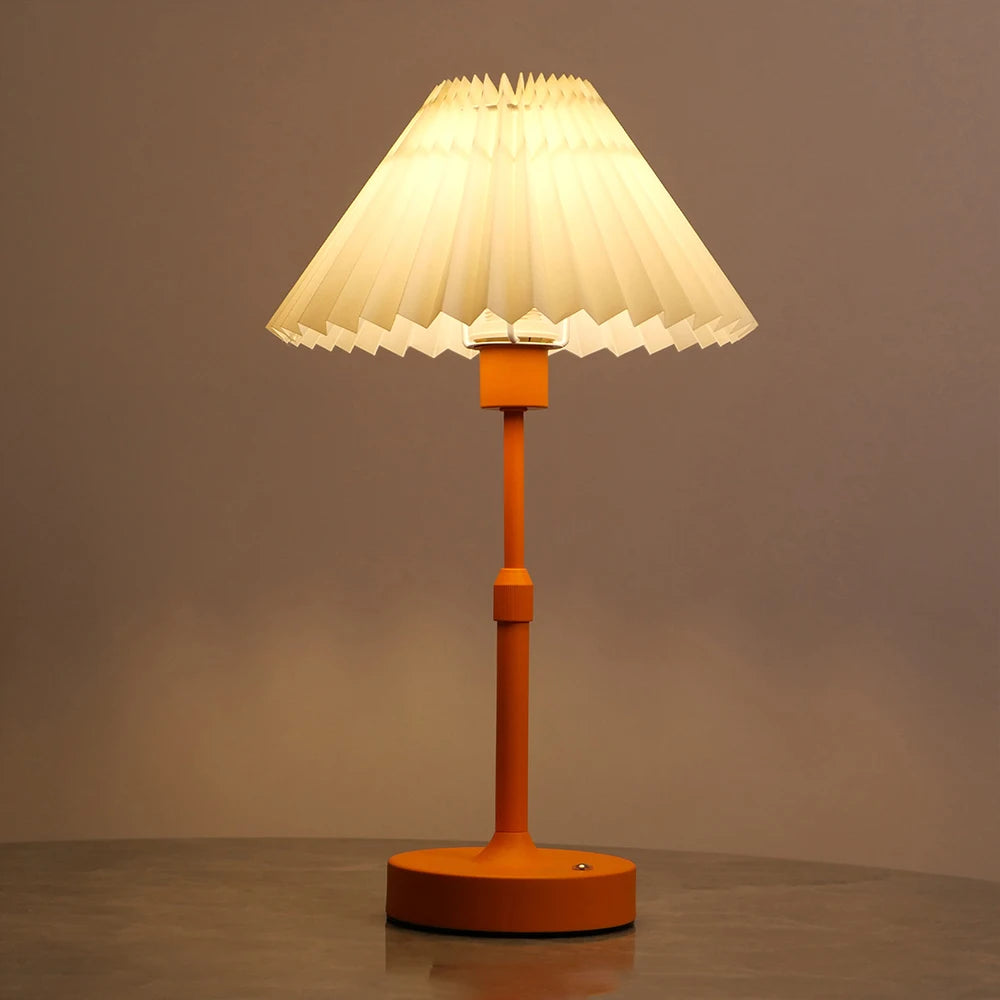 Ember Portable Lamp Pointed Pleated Orange