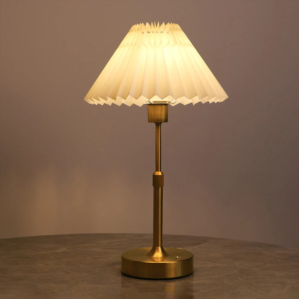 Ember Portable Lamp Pointed Pleated Gold
